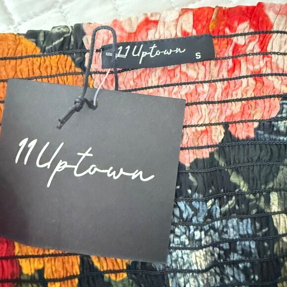 11 Uptown Floral Smocked Waist Skirt Cupra Blend Made In India - Picture 3 of 9